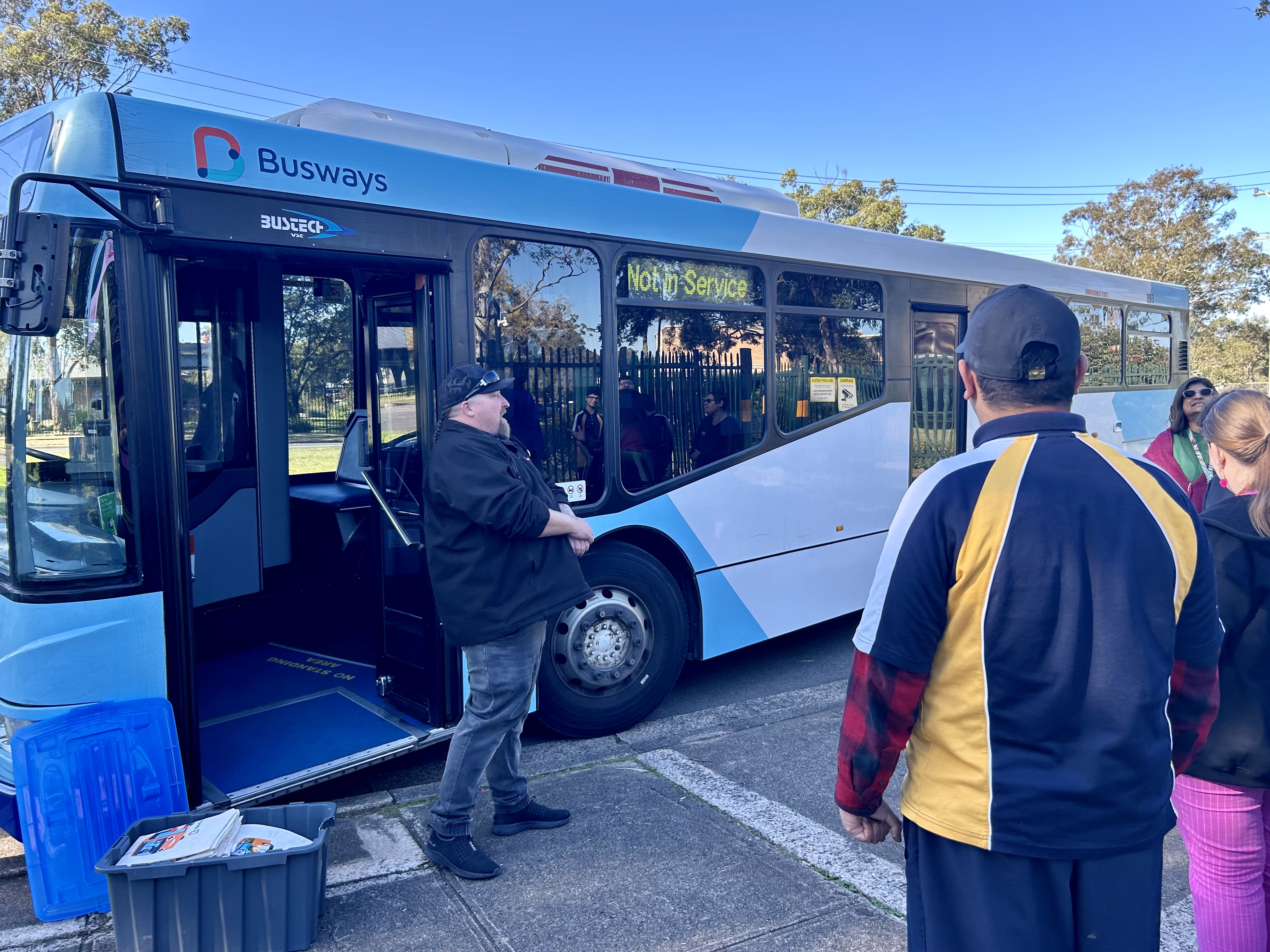 Students learning about Bus Safety