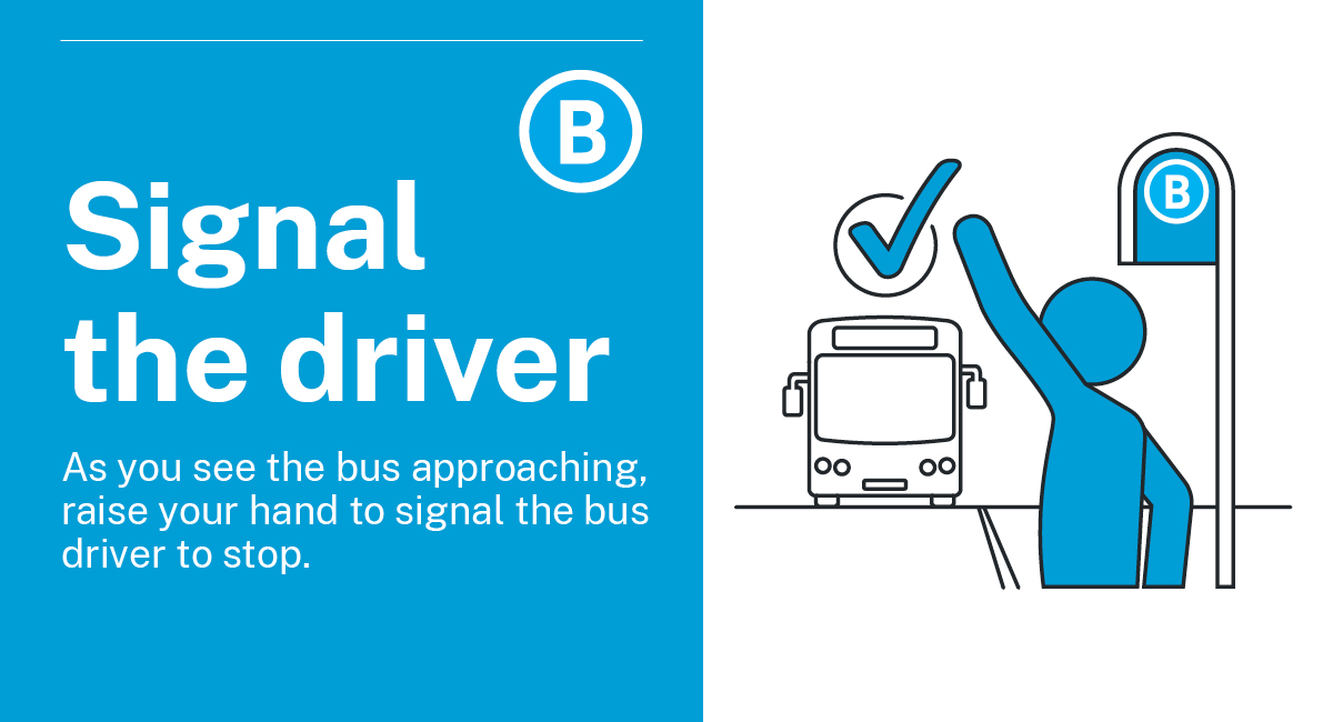 blue animated person signalling the bus driver